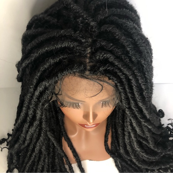 Sold 🚨 New Full lace wig w baby hair • black synthetic twists curls at the end - Picture 2 of 6